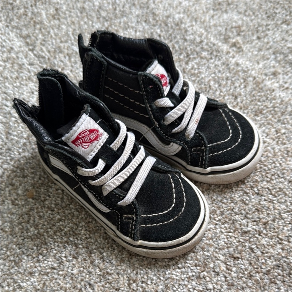 Vans Kids Black and White High-Top Sneakers